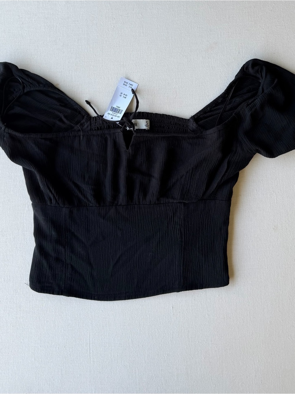 Hollister NWT Black Puff-Sleeve Square Neck Top -